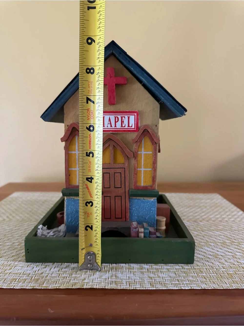 Handcrafted Chapel Bird feeder - Red, Blue & Green